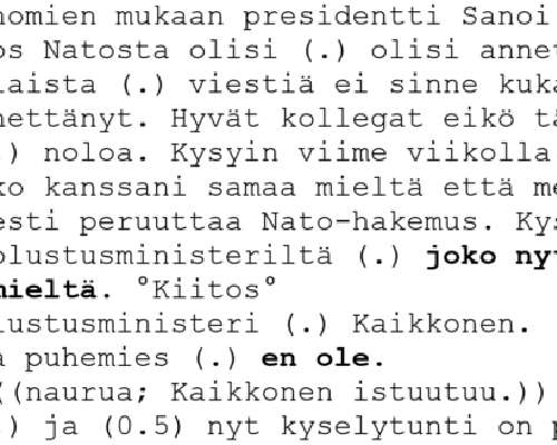 Keskustelunanalyysia puolustusministeri Kaikk...