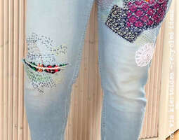 Farkkujen paikkaus sashikolla - Sashiko jeans