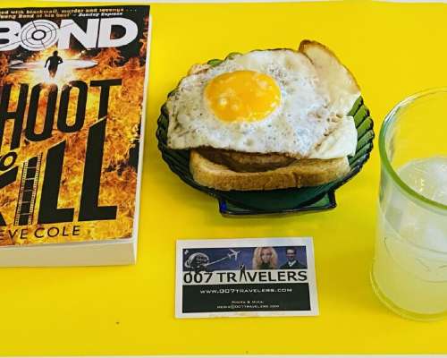 007 Food: A steak sandwich with eggs sunny-side up
