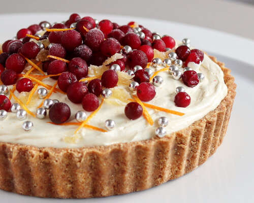 Clementine, Cranberry and Ginger ‘Cream’ Pie