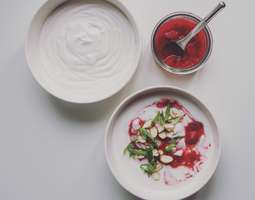 Easy Homemade Coconut yoghurt with strawberri...