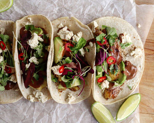 Leftover New Potato Tacos with Mole Sauce and...