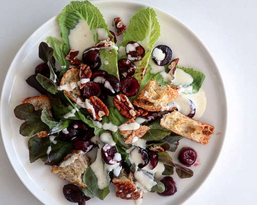 Roasted Cherry Salad with a Yoghurt Dressing
