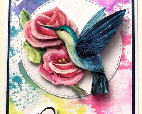 Värikkäitä 3D Kolibri kortteja