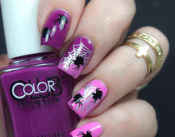 Halloween Nails: Pinkki Hämä-Hämähäkki