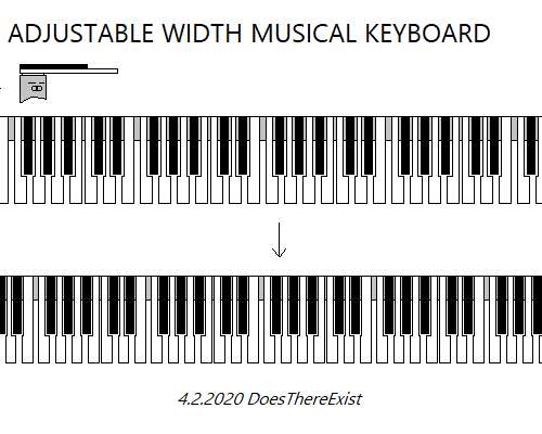 Adjustable width musical keyboard