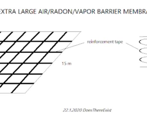 Extra large air/radon/vapor barrier membrane