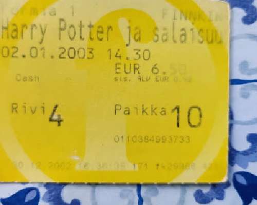 Elokuvalippuja 6: Harry Potter ja Salaisuuksi...