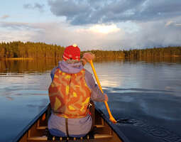 Canoeing in sunset