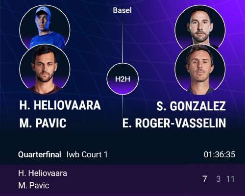 Basel ATP500 QF, Heliövaara/Pavic – Gonzalez/...