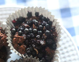 Mehevät mustikka-suklaa muffinssit (sokeriton...