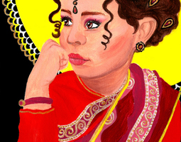 Indian Girl Acrylic Portrait Painting Process