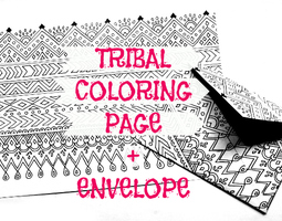 Tribal Coloring Book Page + Envelope Freebie