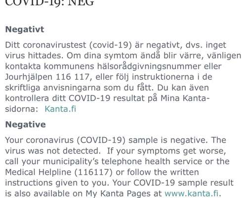 Coronavirustestresultat och Hälsans Höst