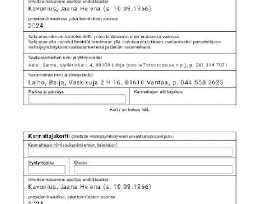 Jaana Kavonius Suomen presidentiksi