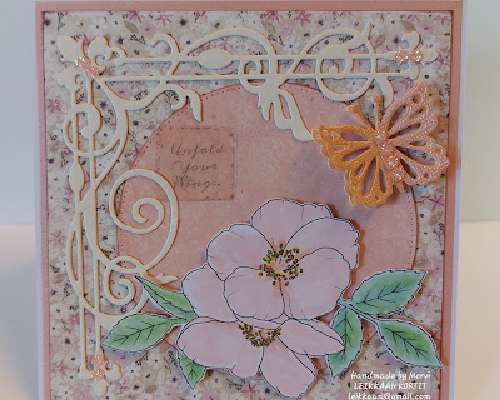 Villiruusut ja perhonen kortti