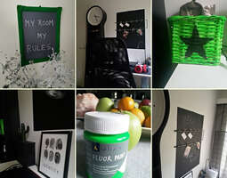Black board och lite grönt i sonens rum