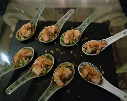 Thai shrimp appetizer spoons
