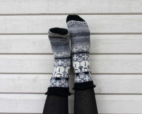 Lumiukkovillasukat / Snowmen wool socks