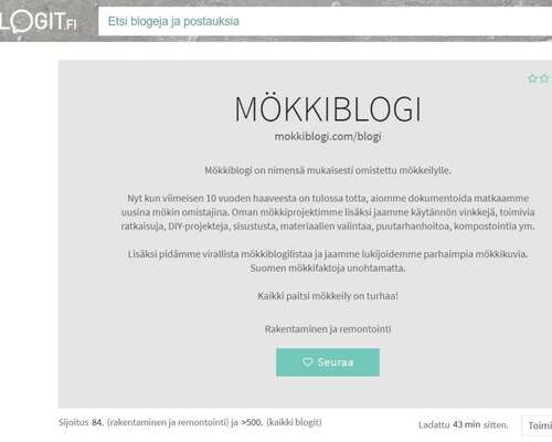 Mökkiblogi löytyy nyt myös blogit.fi -sivusto...