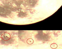 Kolme UFOa lentää kuun ohi