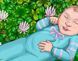 A baby and clovers (a jigsaw puzzle) / Vauva ...