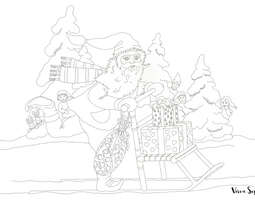A Christmas elf and a kicksled (a coloring pa...