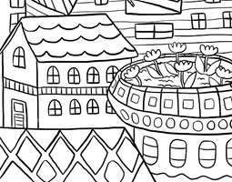 A peaceful neighborhood 2 (a coloring page) /...