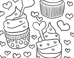 Cupcakes for Valentine's (a coloring page) / ...