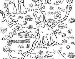 Dogs (a coloring page) / Koirat (värityskuva)