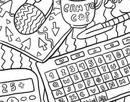In front of the computer (a coloring page) / ...