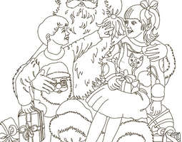 Santa Claus with children (a coloring page) /...
