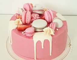 Vaaleanpunainen baby shower -kakku