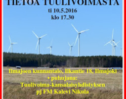 Tietoa tuulivoimasta Ilmajoella 10.5.2016