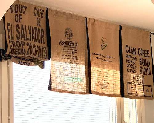 Coffee bag curtains