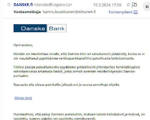 Danskebankin nimissä jälleen huijaus